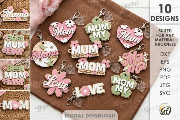 Mothers Day Keychains Bundle Laser 144295837 Creativo Digital